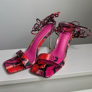 Pink Snake print heels